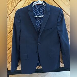 Tallia Solid Wool Blend Sport Coat, Navy, Size 16 Boy